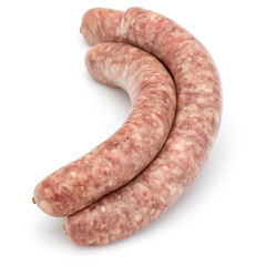 Raw sausage isolated on white background