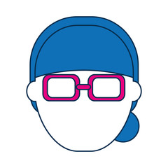 woman wearing glasses icon over white background colorful design vector illustration