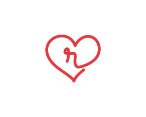 Lowercase Letter r and Heart Logo 1