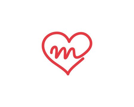 Lowercase Letter m and Heart Logo 1