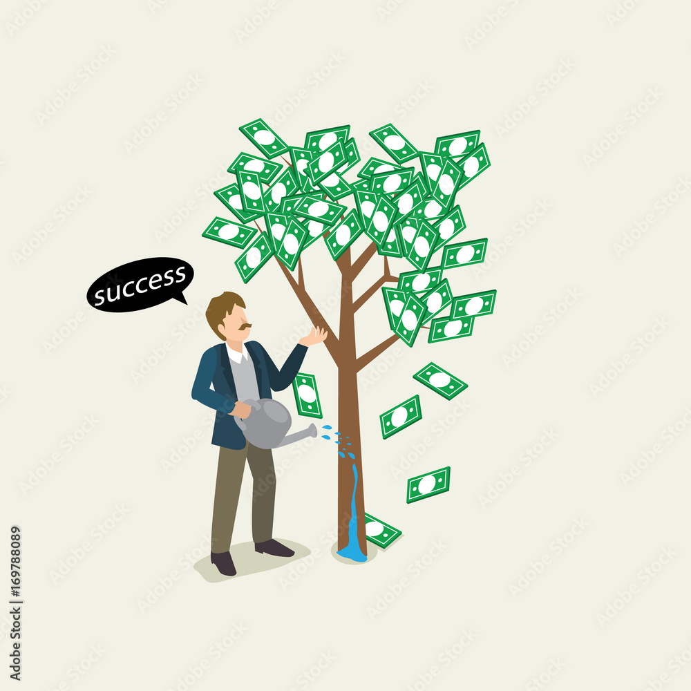 Wall mural businessman harvesting the tree of money