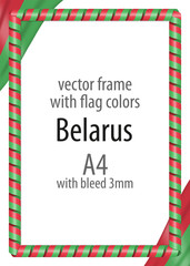 Frame and border of ribbon with the colors of the Belarus flag