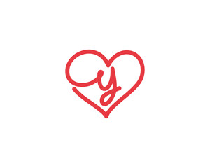 Lowercase Letter y and Heart Logo 1