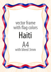 Frame and border of ribbon with the colors of the Haiti flag