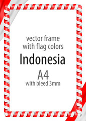 Obraz premium Frame and border of ribbon with the colors of the Indonesia flag