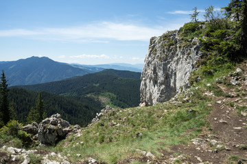 View of Piatra Soimului Peak (Hawk's stone) in Rarau mountains, Bucovina, Romania