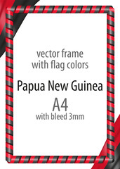 Frame and border of ribbon with the colors of the Papua New Guinea flag