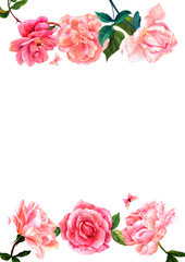 Watercolor floral invitation or card design with copy space