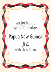Frame and border of ribbon with the colors of the Papua New Guinea flag