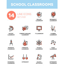 School classrooms - modern simple icons, pictograms set