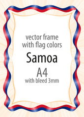 Frame and border of ribbon with the colors of the Samoa flag