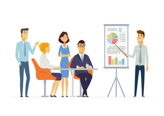 Business Meeting - modern vector cartoon characters illustration