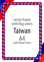 Frame and border of ribbon with the colors of the Taiwan flag
