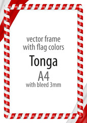 Frame and border of ribbon with the colors of the Tonga flag