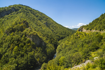 Mountain scenery on a summer day in Balkan Europe