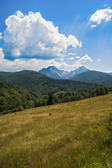 Mountain scenery on a summer day in Balkan Europe