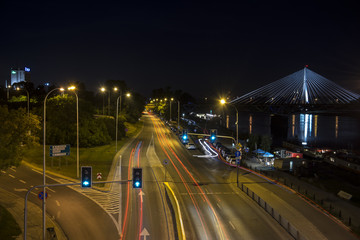 Swietokrzyski bridge Warszawa noc © Artur