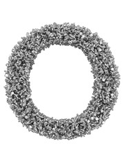 3D render of silver or grey alphabet make from bolts. Big letter O with clipping path. Isolated on white background