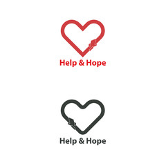 Aid sign and support vector logo design template.Hope and Help vector logo.Love and Heart Care icon.Heart shape and healthcare & medical concept.