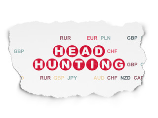 Business concept: Head Hunting on Torn Paper background