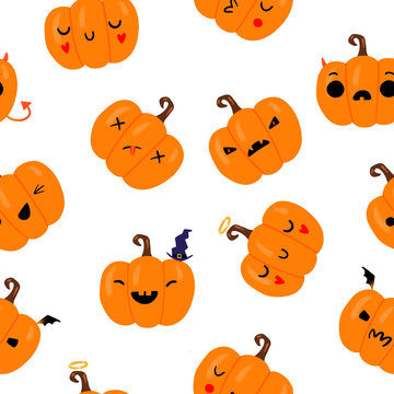 Pumpkin seamless pattern, Halloween illustration for your design