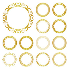 色々なデザインの円形フレーム・囲み罫セット