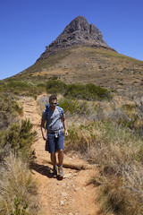 Fototapeta na wymiar Dude hiking on trial in South Africa