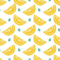 Seamless citrus pattern. Fruit Pattern Hand Draw.