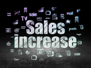 Marketing concept: Sales Increase in grunge dark room