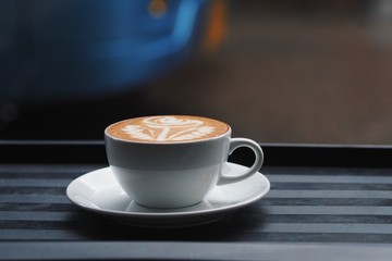 coffee latte art in coffee shop.