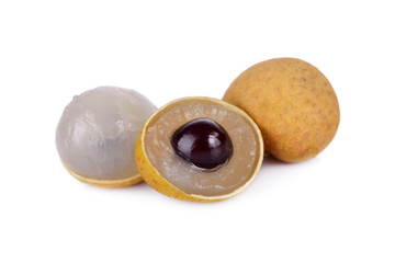 ripe longan fruit on white background