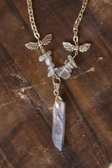 Female necklace with natural stone beads