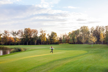 Runner on the autumn park.