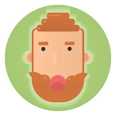 Redhead man with beard and mustache.Flat circle icon