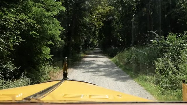Oldtimer driving throw the forest