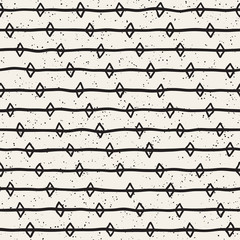 Seamless pattern with hand drawn lines. Abstract background with freehand brush strokes. Black and white texture. Ornament for wrapping paper.