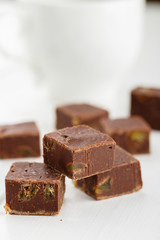 Homemade chocolate fudge with ginger
