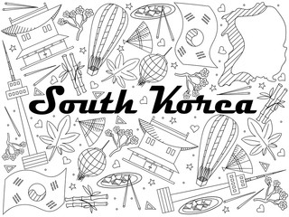 South Korea line art design vector illustration
