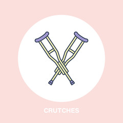 Crutches line icon. Vector logo for rehabilitation equipment store.