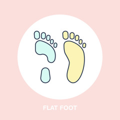 Flatfoot icon, line logo. Flat sign for orthopedic clinic or medical equipment shop.