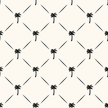 Seamless geometric pattern with palms. Trendy tropical background for textile, paper, texture, wrapping paper
