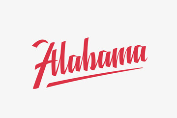Alabama USA State Word Logo Hand Painted Brush Lettering Calligraphy Logo Template