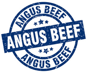 angus beef blue round grunge stamp