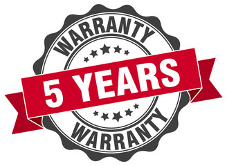 5 years warranty stamp. sign. seal