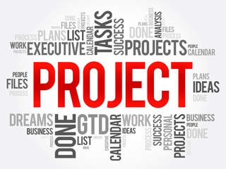 PROJECT word cloud collage, business concept background