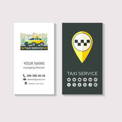 Vector logo of the taxi service. Corporate identity, business card. Taxi service. Set of icons for mobile app.
