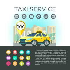Vector logos taxi service. Mobile app taxi. Set of icons for mobile app. Taxi service.