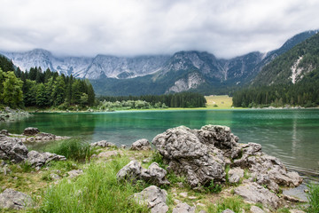 Upper Fusine Lake. Cradle in the mountains.