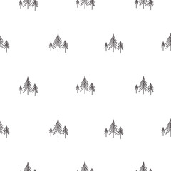 Scandinavian simple forest tree on white vector seamless pattern. Modern design for textile fabric, wrap paper, prints.