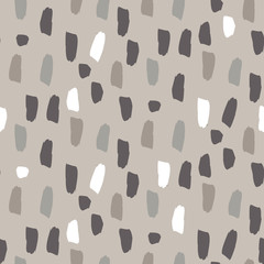 Paint soft pastel brushstrokes gray and brown seamless vector pattern. Acrylic brush natural color smears artistic background.